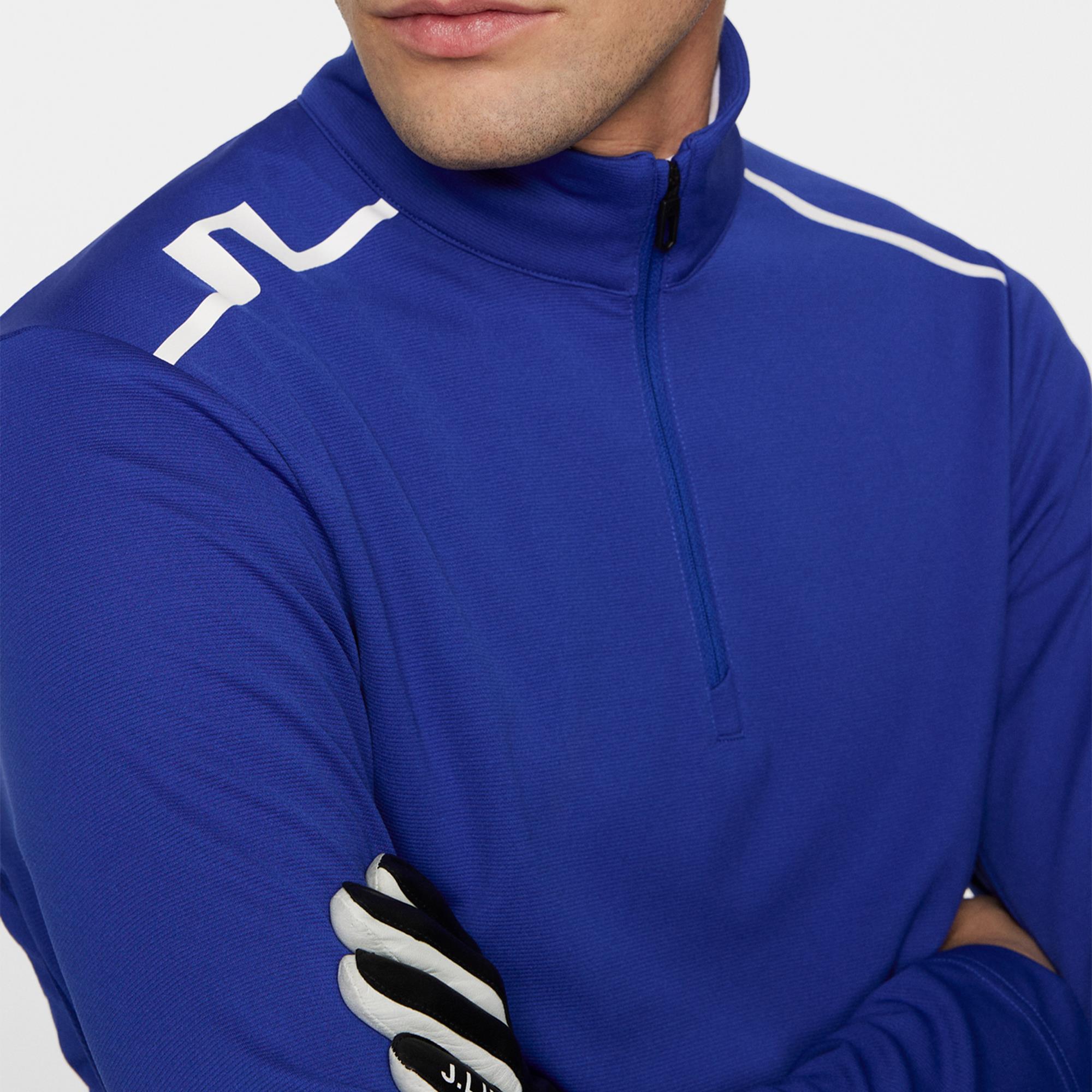 J Lindeberg Leon Quarter Zip Mens Golf Mid Layer Clematis Blue
